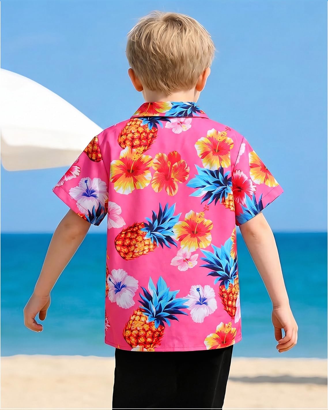 Boys Girls Hawaiian Shirt Kids Summer Button Down Blouses Casual Short Sleeve T Shirts Floral Graphic Tees Beach Tops