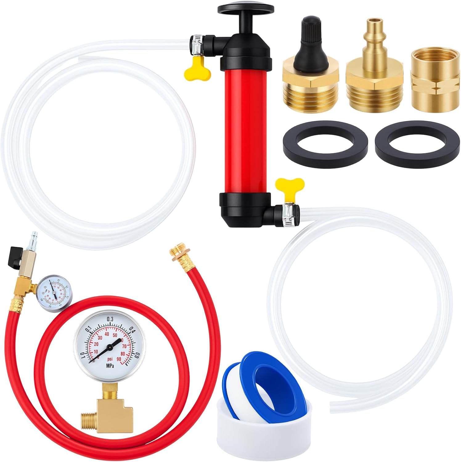 3 Pack Rv Winterizer Kit with 59'' Hose Pressure Gauge Pump Plug