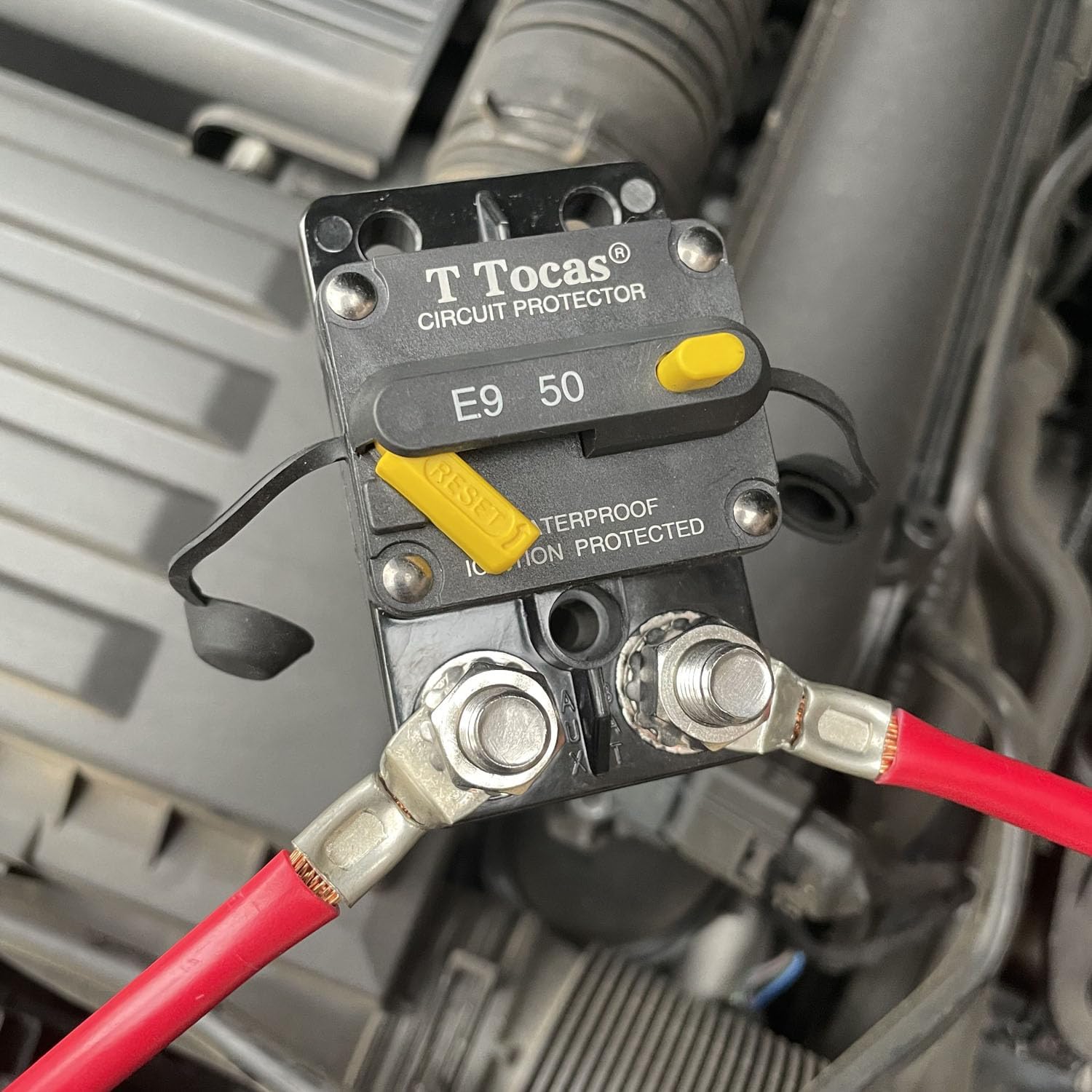 E9 3/8" M10 Studs 150 Amp Car Circuit Breaker with Manual Reset Switch 12V-48V DC for Marine ATV Trailer Vehicles Stereo Audio Electronic Battery Solar System 150A Waterproof