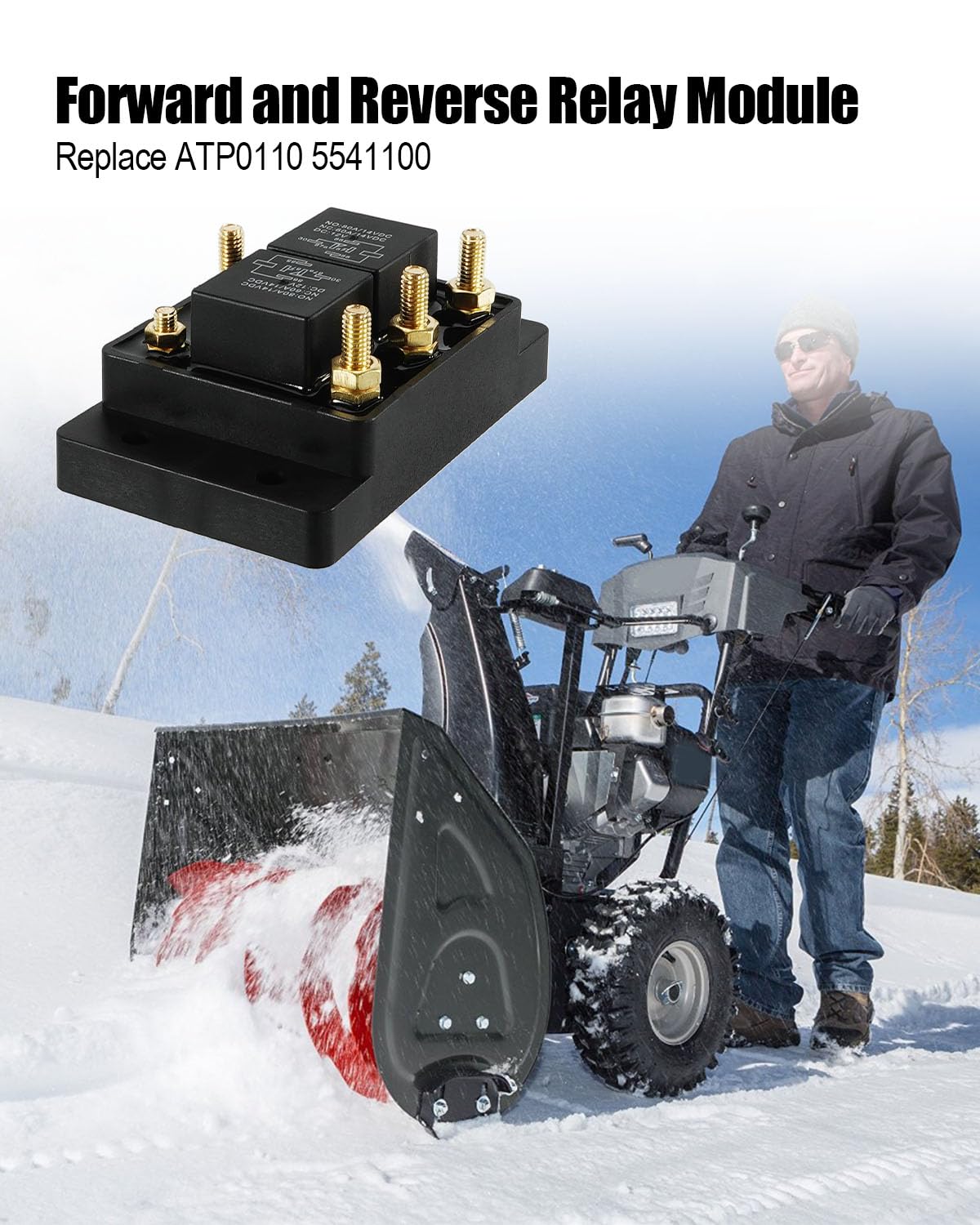 Forward and Reverse Relay Module Fit for Tarp or Winch Motor Snow Plow Replace ATP0110 5541100 CH 24452 K10746M 13994, with Terminals, 2 Sets