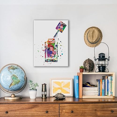 Miniatura 5 de Póster de acuarela para esmalte de uñas, arte de pared para el hogar, estudio de uñas, decoración de salón de belleza, pintura de arte de pared