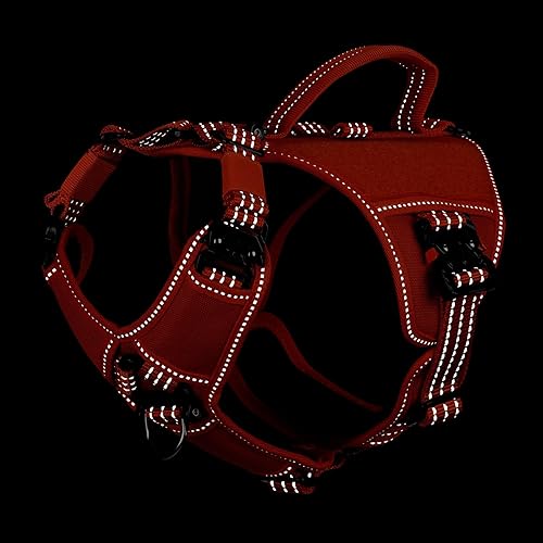 Miniatura 27 de ICEFANG GN8 Tactical Dog Harness with 4X Metal Buckles for Medium Sized Dogs,Reflective in Training Walking K9 Vest,No-Pull Front Leash Orange