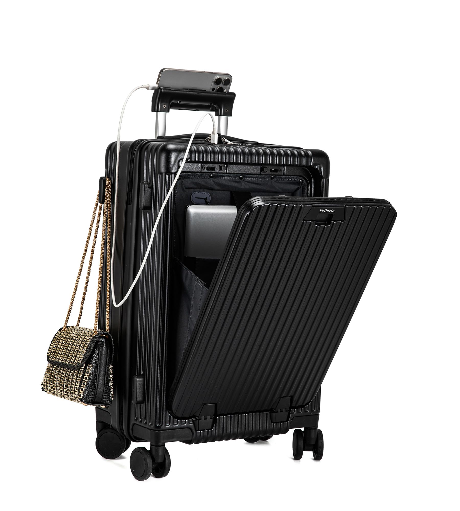 feilario Hardside Carry On Luggage, Zipper Closure, TSA Lock, USB Port