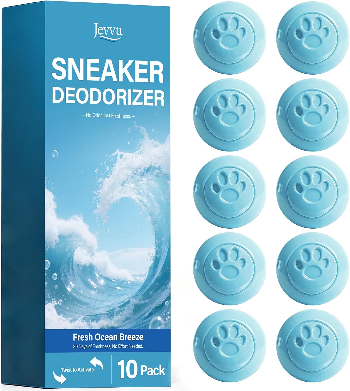 Jevvu Shoe Deodorizer Balls, 10 Pack Odor Eliminator for Shoes, Sneakers, Boots, Gym Bags and Lockers