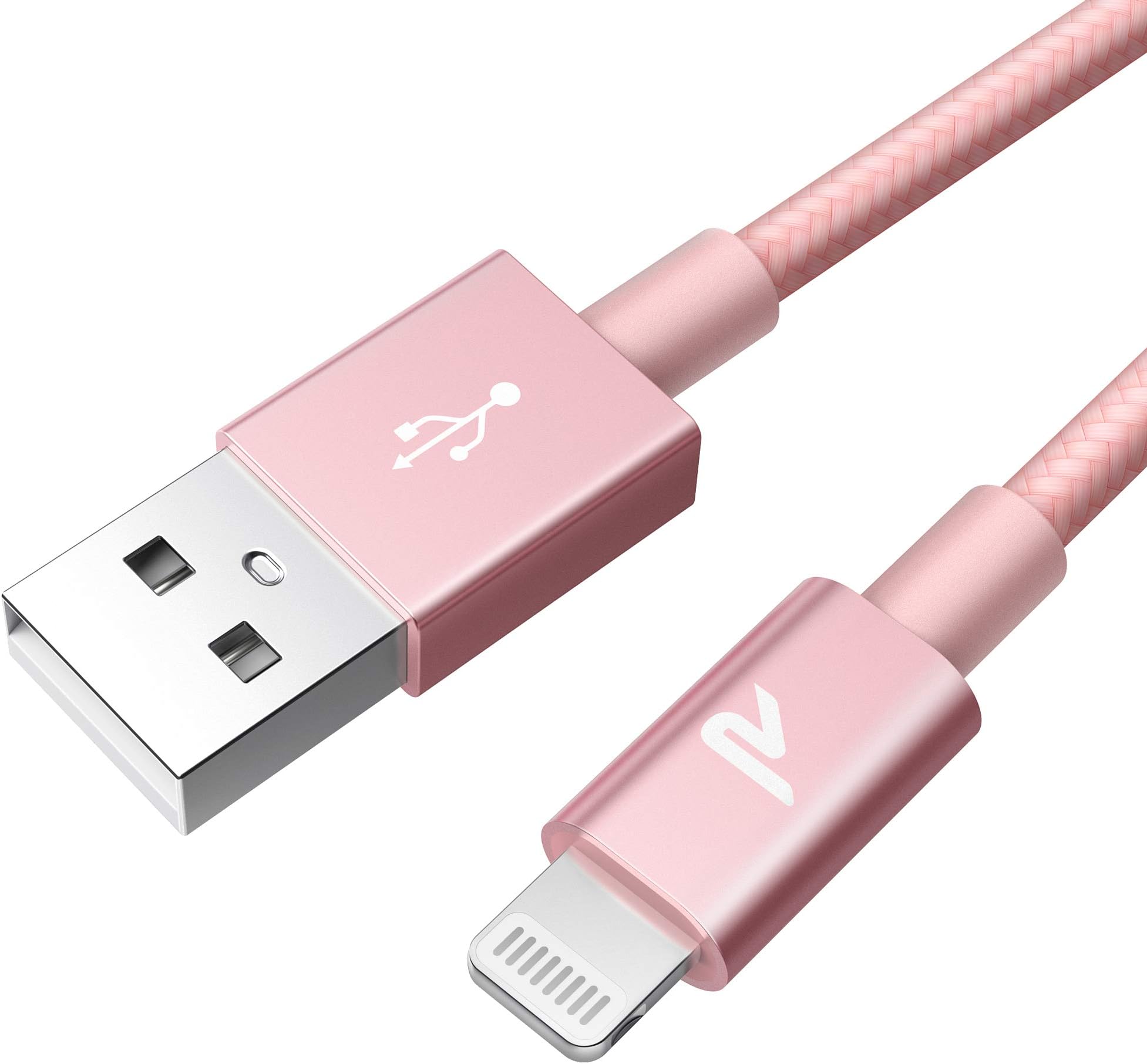 RAMPOW iPhone Charger Cable [Apple MFi Certified] iPhone Cable- LIFETIME WARRANTY - Fast Charging Cable for iPhone XS Max XR X 8 Plus 7 Plus 6S 6 Plus 5 5S 5C SE iPad - 1m/3.3ft Rose Gold