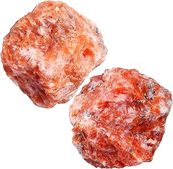 2 Pcs Sunstone 1.8-2.2" Large Raw Natural Crystals Healing Stones Rough Crystal Rock for Polishing Cabbing DIY Wrapping Decoration Wicca & Reiki Wire Sunstone Rocks Gfits