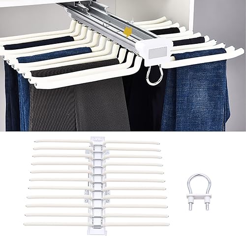 Miniatura 3 de Perchero extraíble para pantalones, 22 brazos, de acero, para colgar pantalones, barra organizadora de ropa para ahorrar espacio y almacenamiento