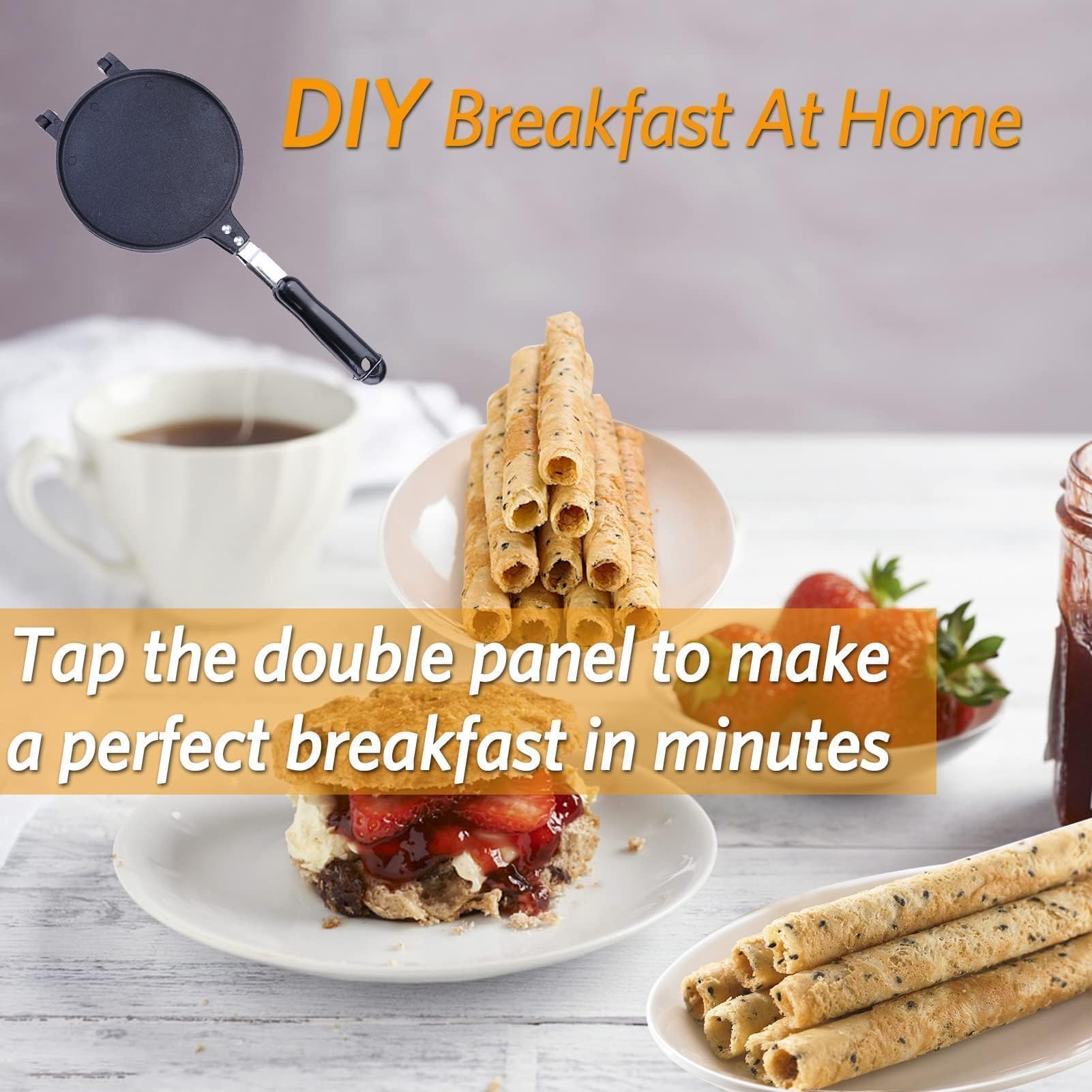 Waffle Cone Maker, Aleación de Aluminio Egg Roll Ice Cream Cone Maker Waffle Irons Baking Pan Non Stick Waffle Irons Mold Pan Non-stick Egg Roll Maker for Kitchen