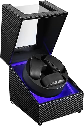 Miniatura 11 de J&T Technology Enrollador de reloj para relojes automáticos, enrollador automático de reloj con luz LED, caja de reloj giratoria con motor
