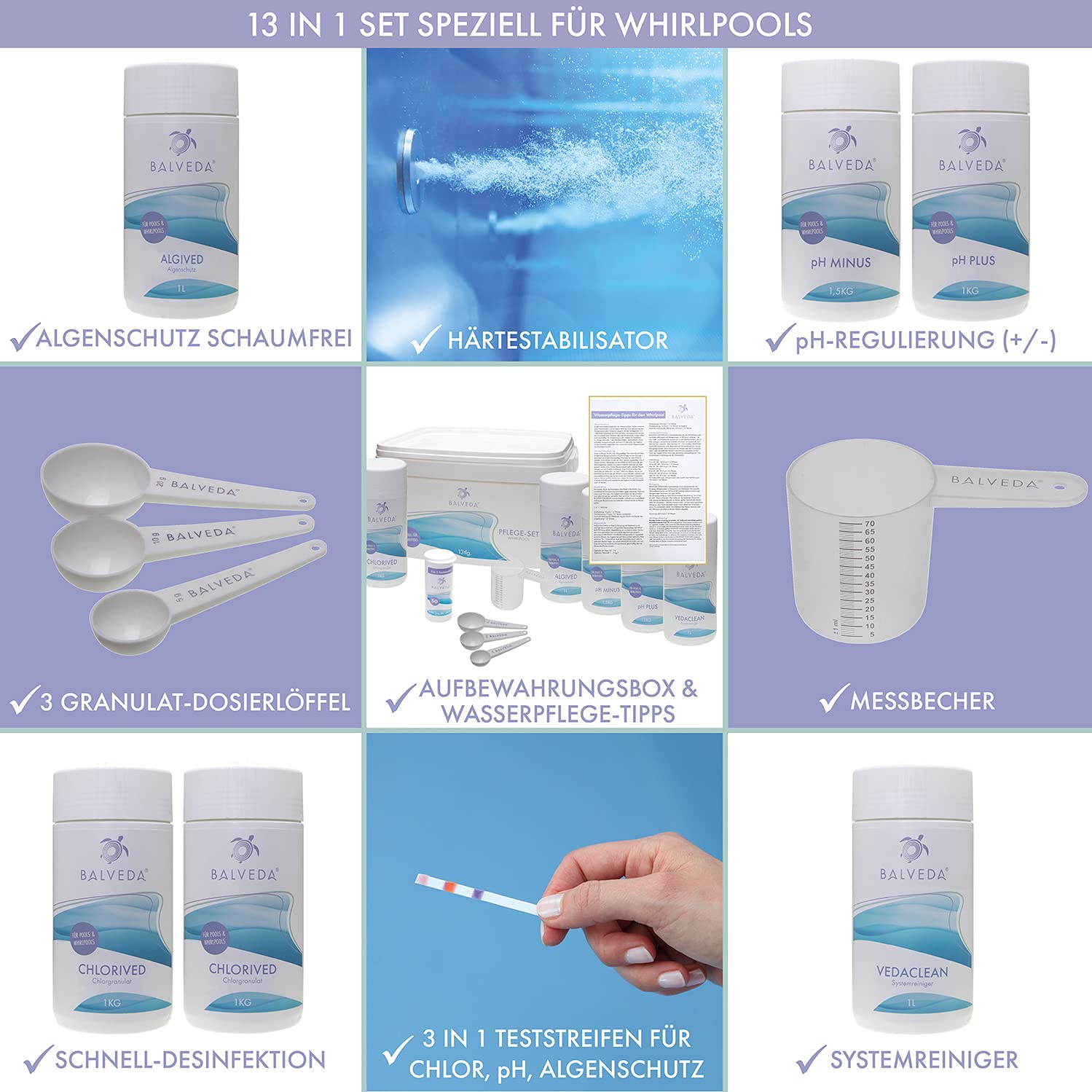 BALVEDA 13tlg. Wasserpflege-Set für den Whirlpool