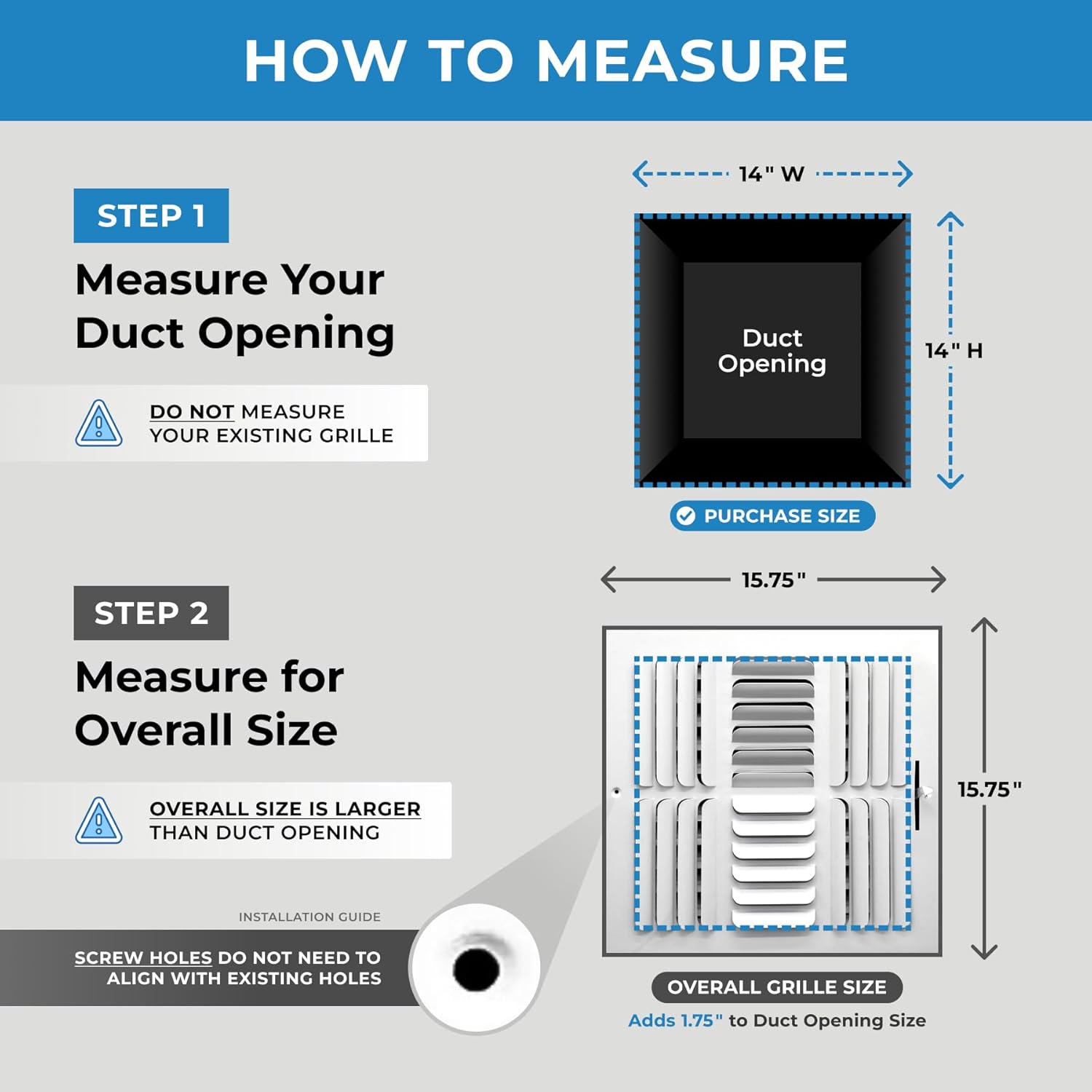 HVAC Premium 14"w X 14"h [Duct Opening] 4-Way Fixed Curved Blade Air Supply Diffuser Register Vent Cover Grille [Outer Dimensions: 15.75"W X 15.75"H]
