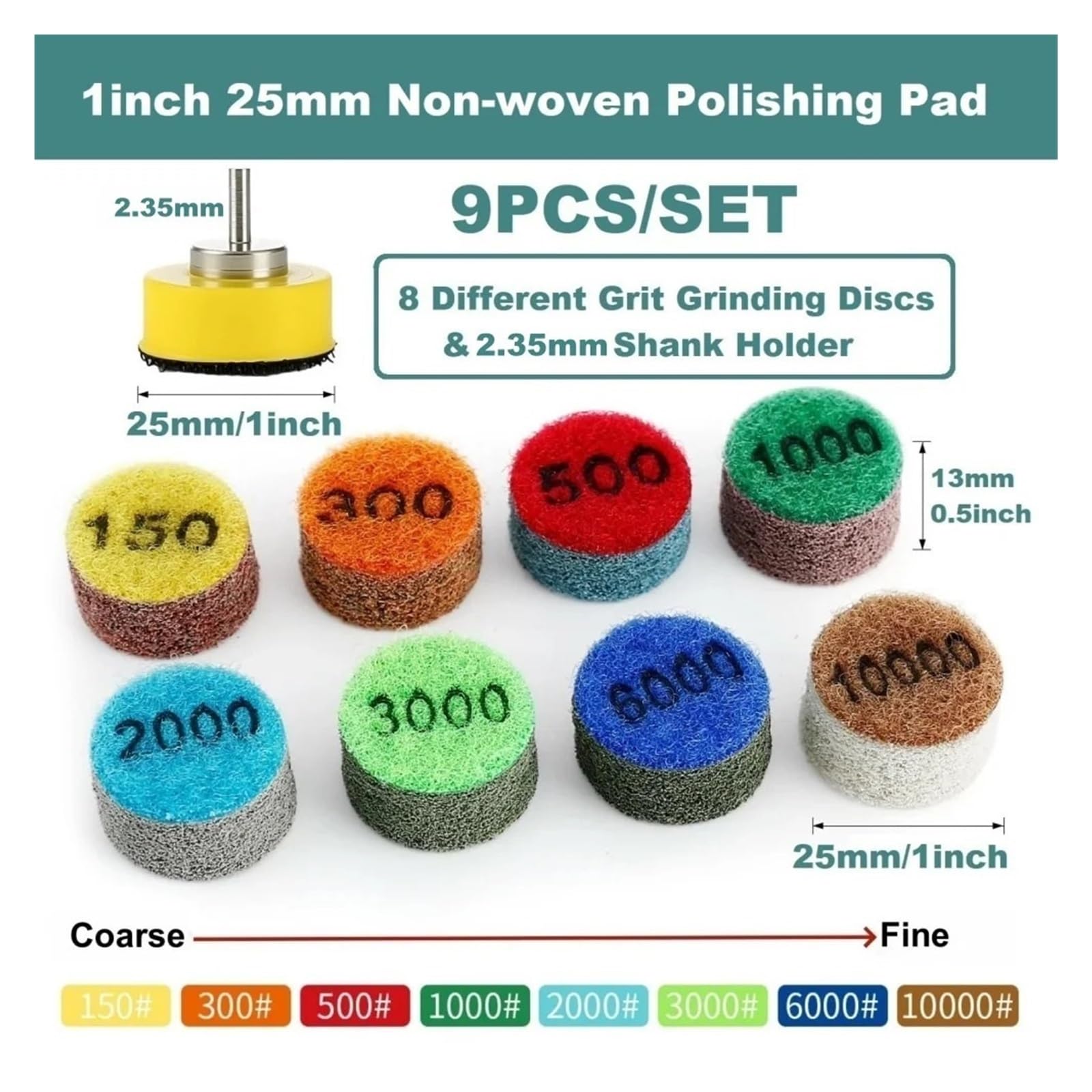 Schleifkopf 1 Zoll 25 mm Schwamm-Polierpads-Set für Polieren