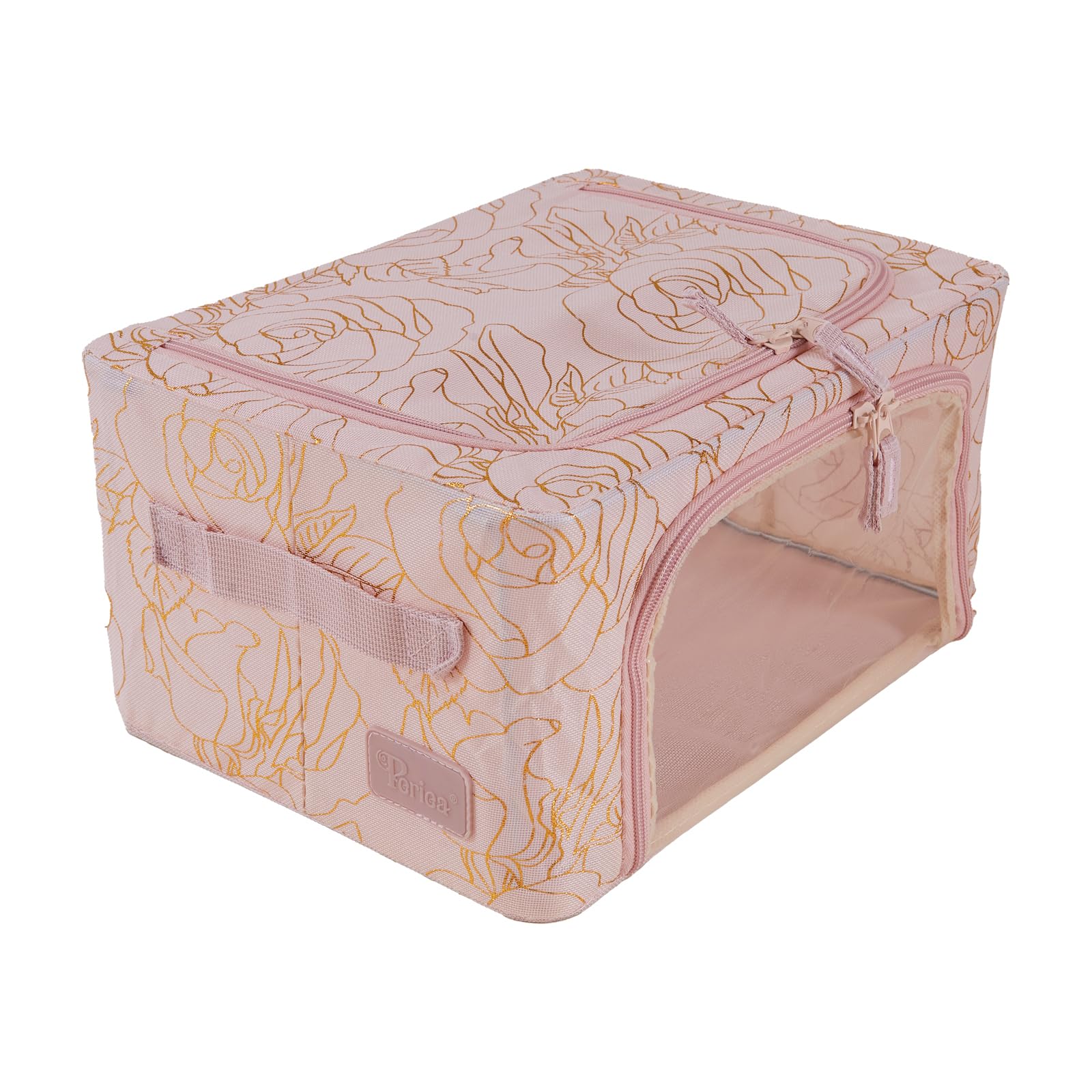 Periea ‘Beau’ Folding Collapsible Stackable Fabric Home Storage Boxes with Steel Frames (Black Grey Floral, Large) — view 123