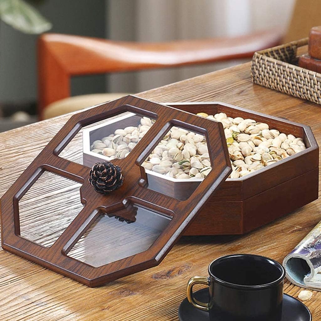 Divided Serving Tray Portable Party Snackle Box Nut Bowl Nut Serving Platter Compartment with Lid, Household Nut Serving Platter Serving Tray with Lid Snack Storage Box (28 * 16.*10.5cm)