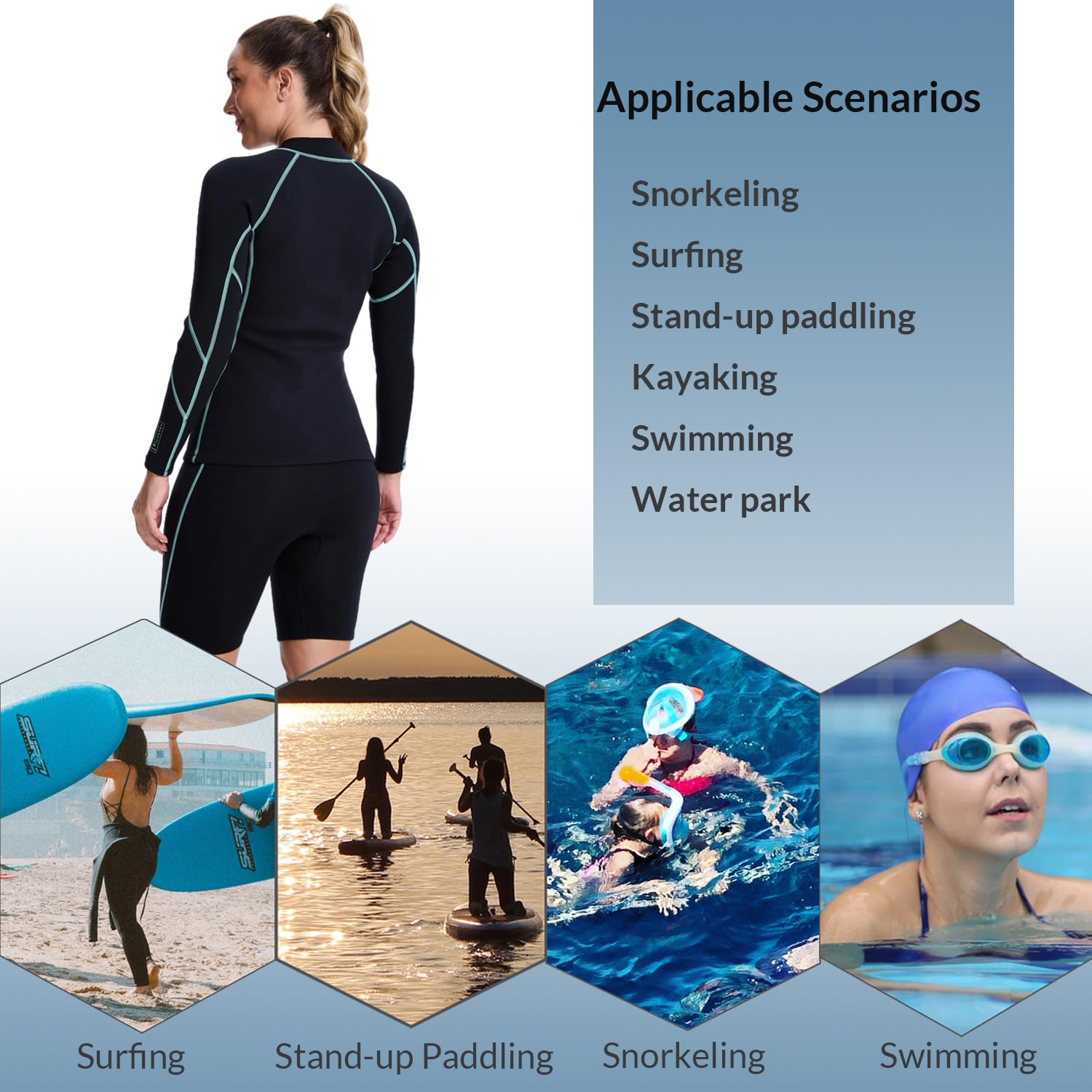 Lemorecn Damen Neoprenanzug Top 2 mm Langarm Super-Stretch Neoprenjacke zum Tauchen, Surfen, Schnorcheln & Wassersport