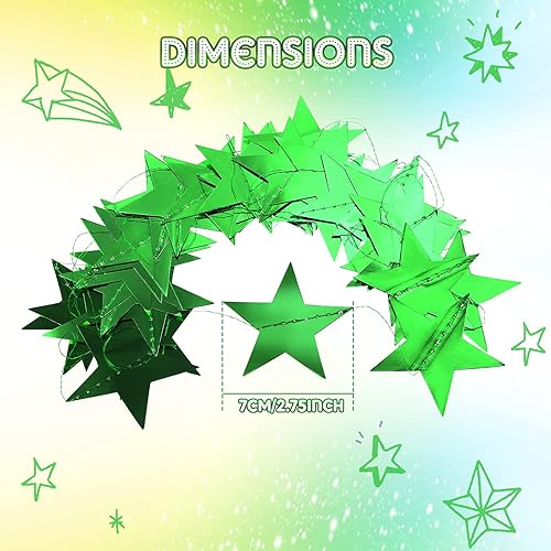 Miniatura 88 de Patelai Guirnalda de estrellas con purpurina decorativa de 130 pies para colgar en banderines de estrellas, telón de fondo para regreso a casa, Rojo