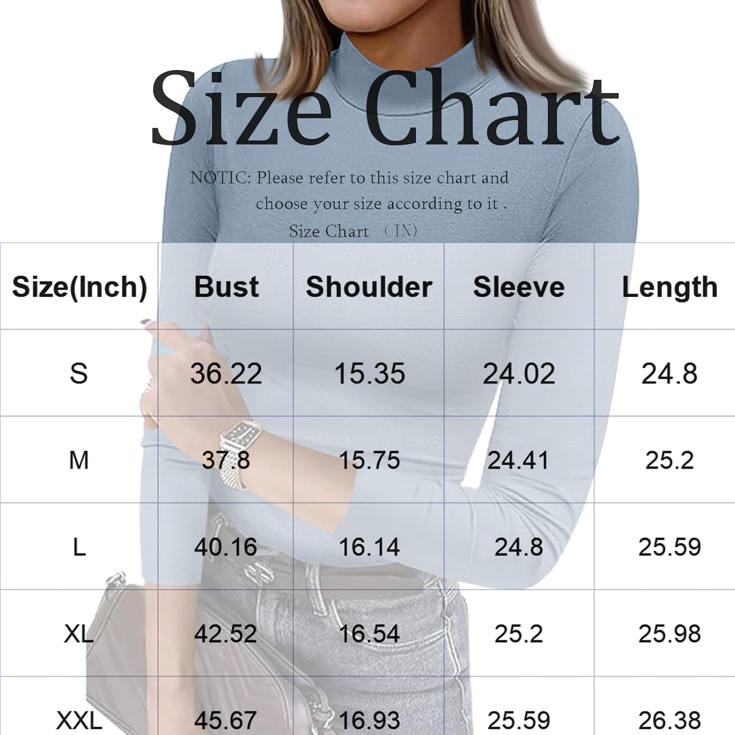 Women's Summer T-Shirts, Mock Turtleneck Long Sleeve Pullover Tops Slim Fitted Blouses, S-2XL