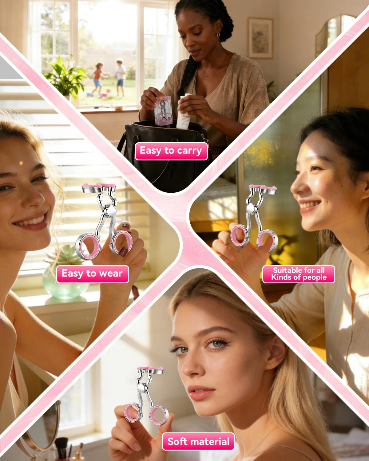 2026 Upgraded Contact Lens Applicator Tool【3-Step Easy Wear】(Rose Pink)
