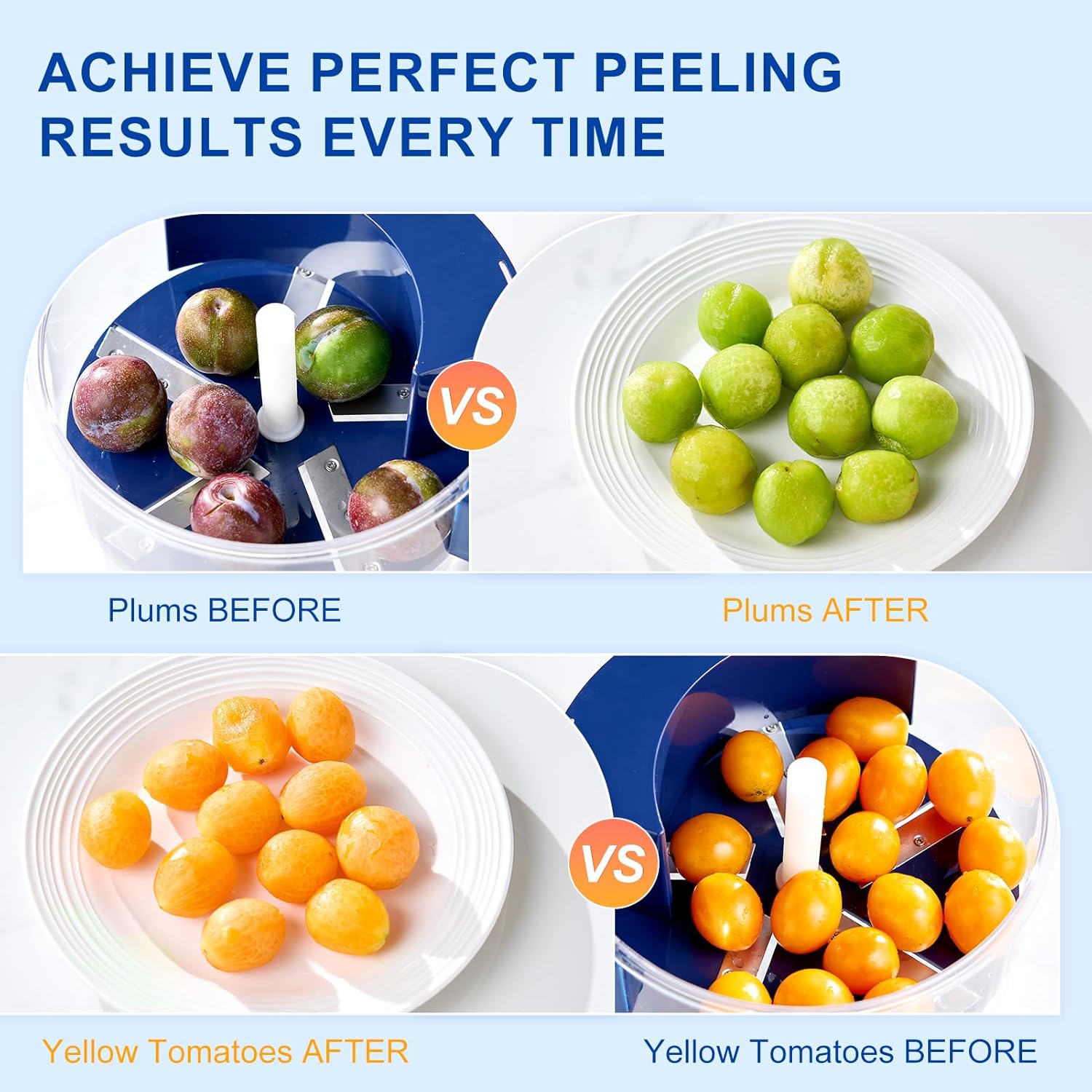 Kawu Electric Grape Peeling Machine, Portable Automatic Garlic Peeler Machine with 5 Blades, USB Rechargeable, Smart Fruit Machine Remover Tool for Small Fruits, Effortless Peeling for Home Kitchen