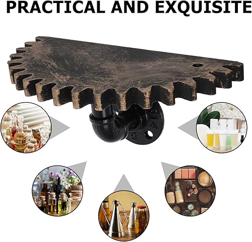 Miniatura 5 de Estante de almacenamiento de tubería de agua retro, estante de pared de estilo industrial para el hogar D Cor 9.4 x 4.7 pulgadas, perfecto para