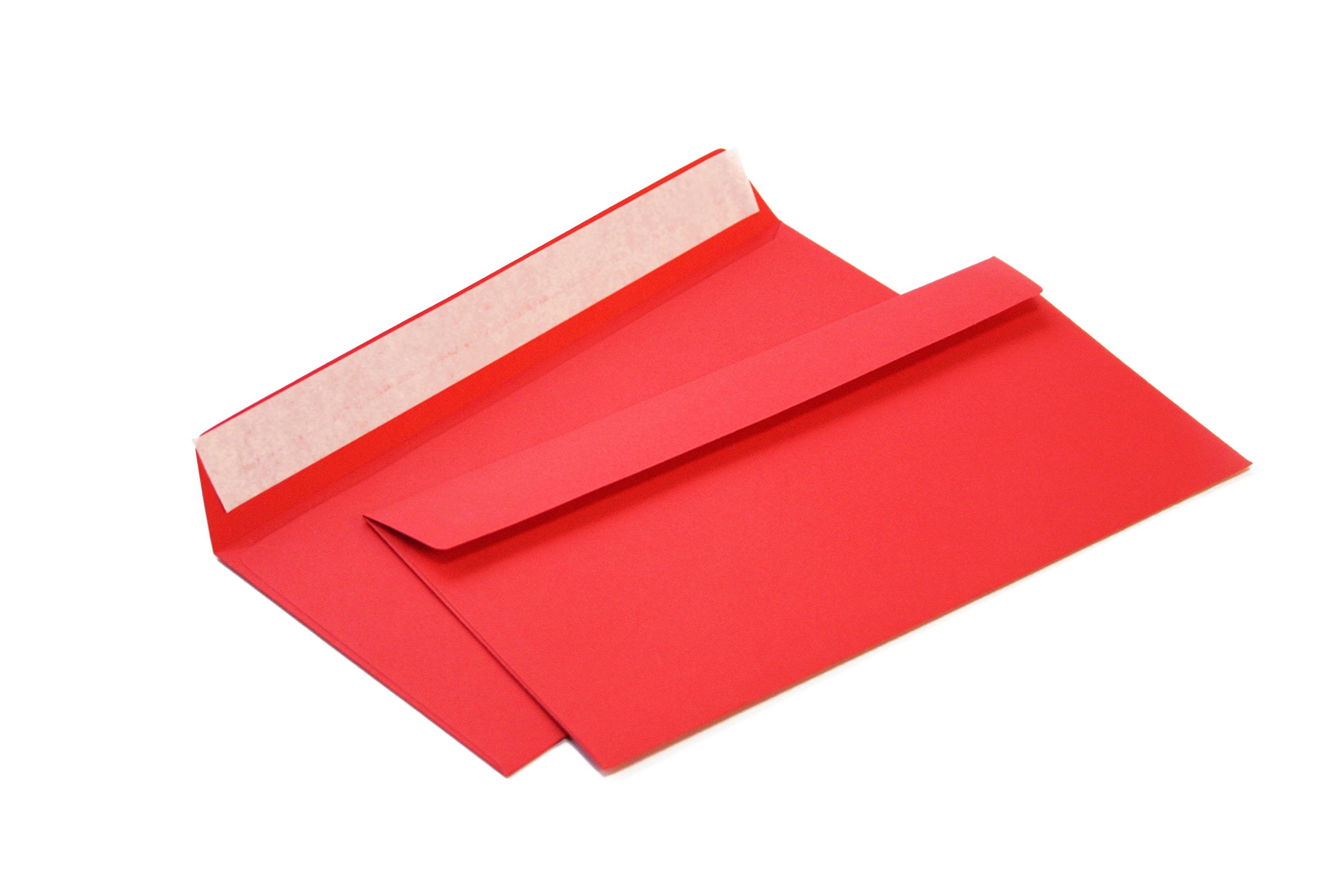 500 Briefumschläge DIN lang C6/5 114x229 mm rot 120 g/m² ohne Fenster haftklebend (Artikel: 206A)