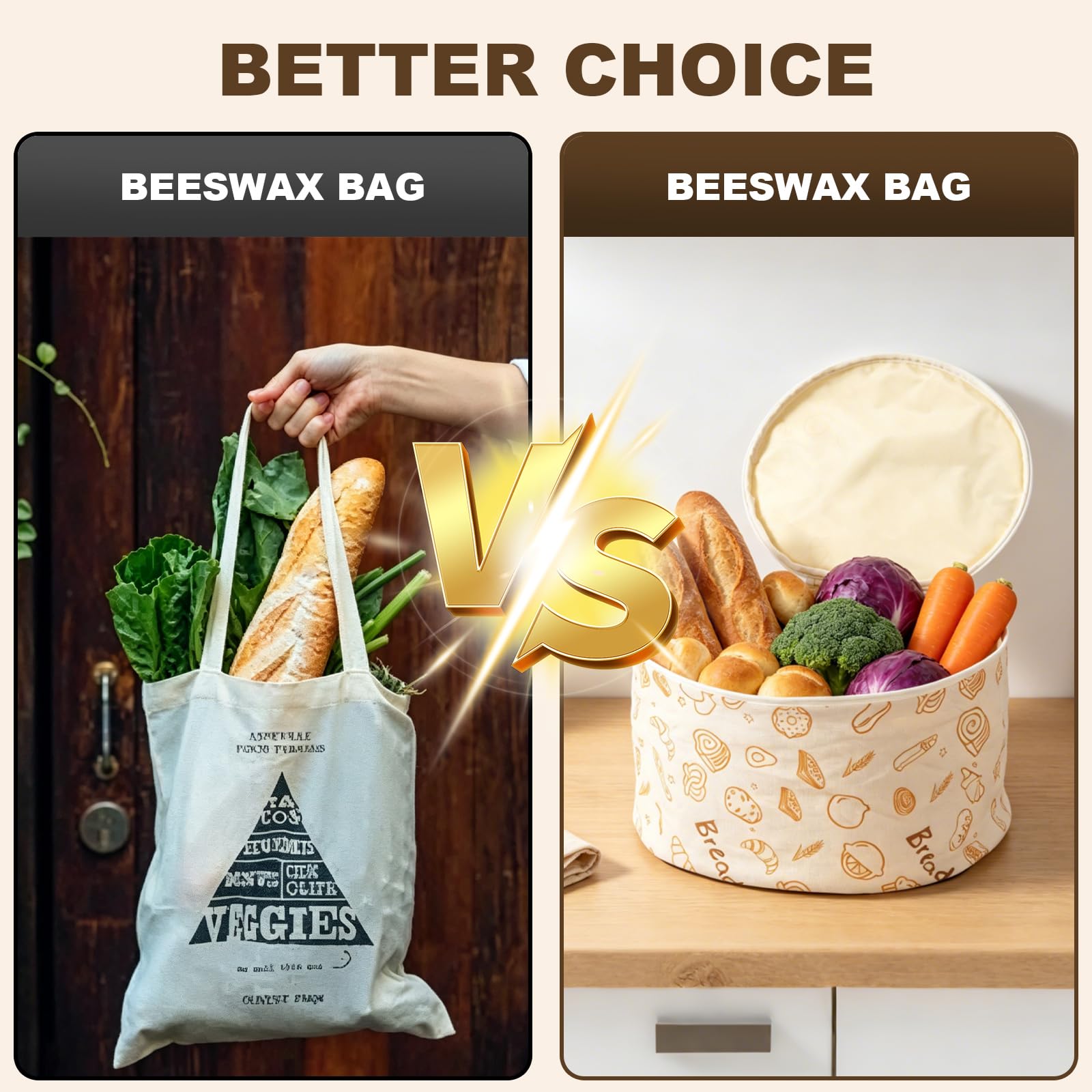 GAESHOW 2 bolsas para pan de cera de abeja reutilizables, bolsa panera de lino algodón, con cierre con hebilla y asa, recipiente de cocina para pan fresco