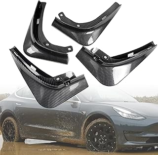 Wocch Mud Flaps for Tesla Model 3 2016-2023 Splash Guards Carbon Fiber Front Rear Fender Protection Mudflaps No Need to Drill Holes (Set of 4, Upgrade Version)