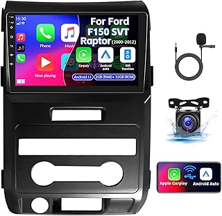 CAMECHO 2G+32G Android 11 Car Stereo for Ford F150 SVT Raptor 2009-2012 Wireless Apple CarPlay Android Auto GPS Navigation 9” HD Touchscreen Bluetooth Car Radio with Backup Camera, MIC, FM/WiFi/HiFi
