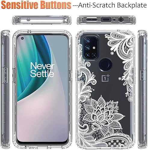 Miniatura 5 de Funda para OnePlus Nord N10 5G, OnePlus N10 BE2029 con protector de pantalla de vidrio templado, diseño floral a prueba de golpes, cubierta