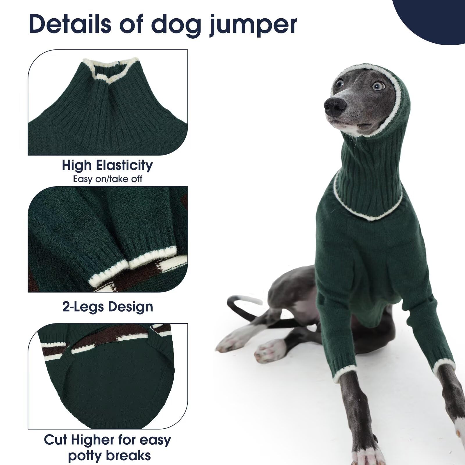 IECOii Whippet Jumper with Head Cover,Pullover Greyhounds Sweater - Image 4