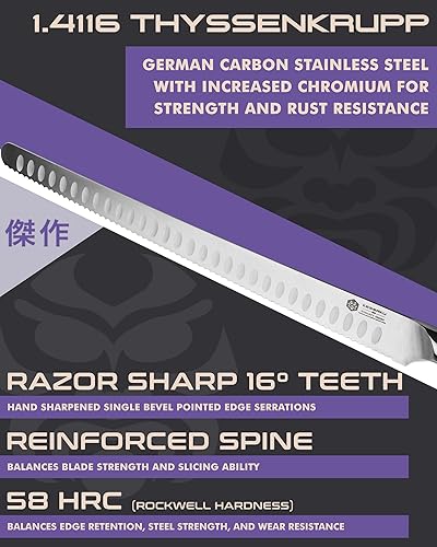 Vista 21 de KESSAKU Nakiri - Cuchillo de 7 pulgadas - Serie Dynasty - Cuchillo asiático para verduras - Cuchillo de cocina afilado - ThyssenKrupp forjado