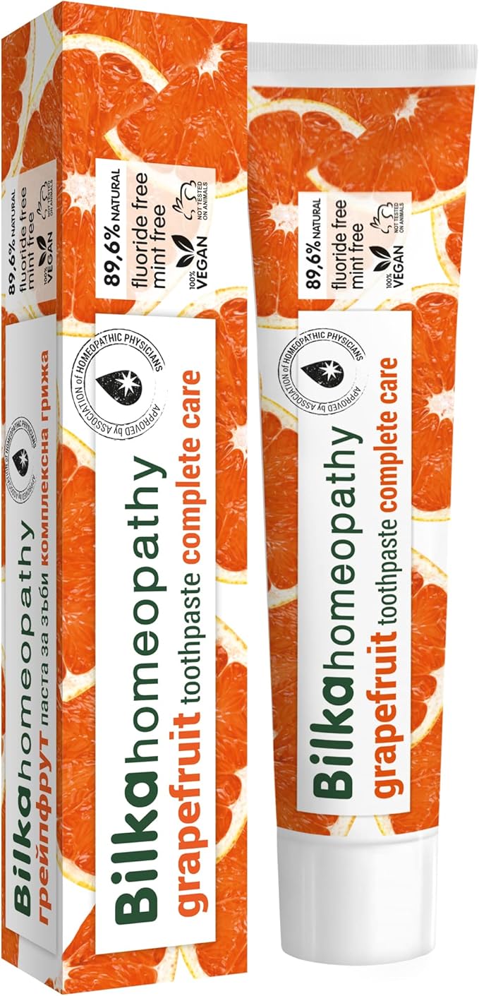 Bilka Pasta de dientes natural con xilitol, sabor a toronja, sin fluoruro, sin mentol, sin azúcar