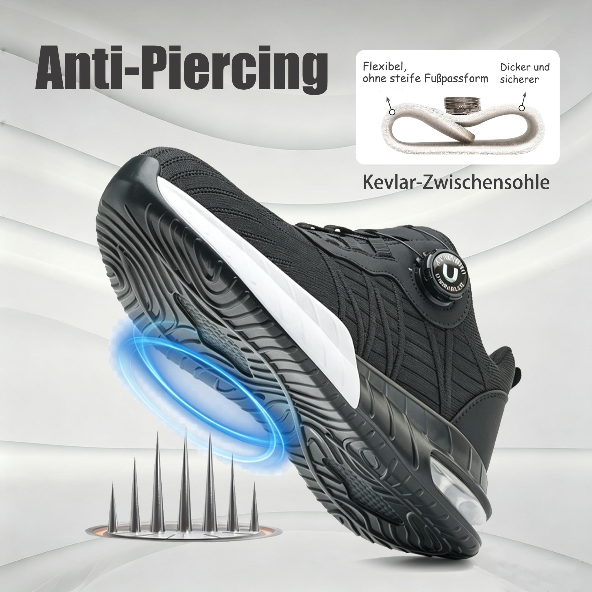 Zapatos de Seguridad para Hombre Mujer Ligeras Colchón de Aire Zapatillas de Trabajo con Punta de Acero Transpirable Antideslizantes