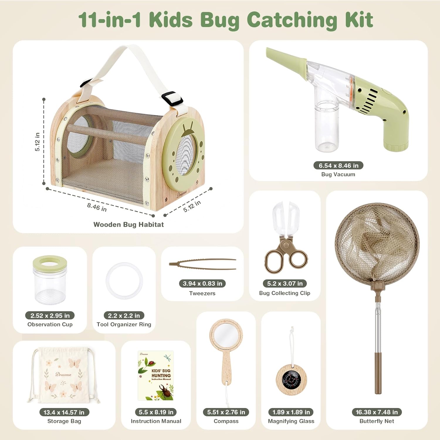 Dreamon Outdoor Toys with Bug Catching Kit and Wheelbarrow Set for Kids Ages 3-12