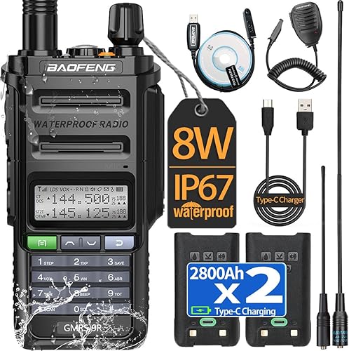 BAOFENG UV-9R Pro 8W Radio de dos vías Radio de mano de doble banda tripotencia impermeable de largo alcance recargable Walkie Talkies con cable de disponible en Yaxa Colombia