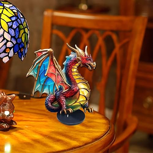 Miniatura 3 de Estatua de animal de vitrales para decoración del hogar, dragones, zorros, tiburones, ballenas, decoraciones para el hogar, estantería, dormitorio,