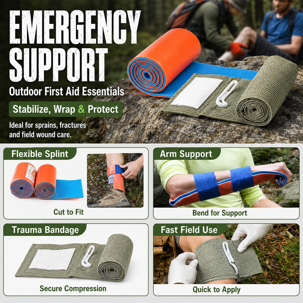 Juego de primeros auxilios militares para exteriores, 61 unidades, kit de primeros auxilios militares, relleno de Ifak, kit de emergencia, kit de supervivencia para acampar al aire libre, caza
