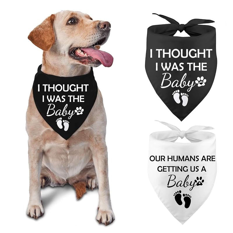 Bandana para Cães Lcekterur Ajustável, Reversível e Dupla Face para Anúncio de Gravidez, Pacote com 2