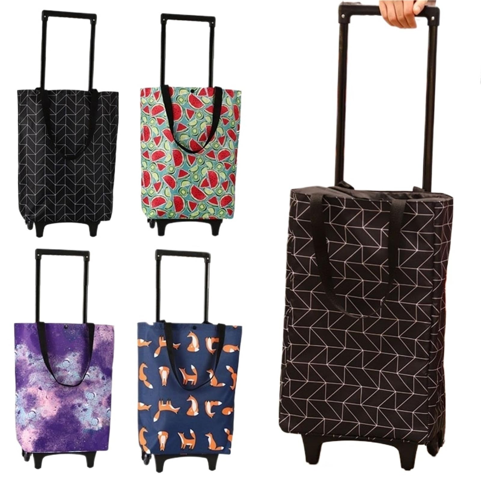 Bolsa De La Compra Plegable con Ruedas Carro de la Compra Plegable del Bolso de la Carretilla con Las Ruedas Que doblan los Bolsos Reutilizables del ultramarinos(4-with Buckle)