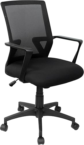 Techni Mobili Silla de oficina ergonómica de malla, silla de trabajo transpirable negra para oficina en casa o estudio con altura e inclinación