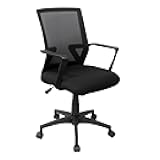 Techni Mobili Ergonomic Mesh Office Chair, Breathable Black Task Chair for Home Office or Study with Adjustable Height & Tilt, Affordable Desk Chair with Lumbar Support, Swivel Base & Armrests