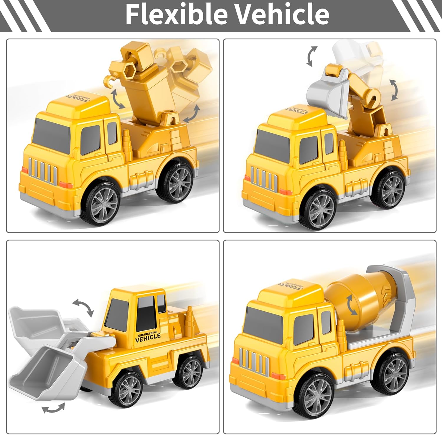 Bennol Construction Truck Toys for Toddler Boy 1 2 3 4 5 Year Old, Car Trucks Birthday Gifts Toys for Kids Ages 1-3 3-5, 5-in-1 Construction Trcuk with Excavator, Crane Mixer, Bulldozer - Image 7
