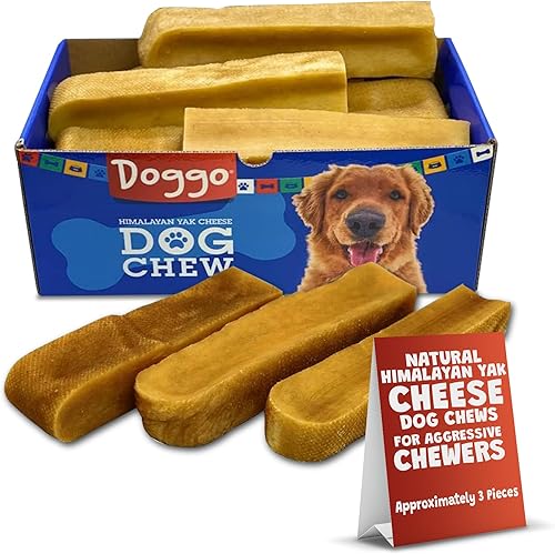 Doggo Dog Chew - Masticables prémium de queso de yak para perros del Himalaya - Masticables naturales de yak para perros grandes y pequeños -