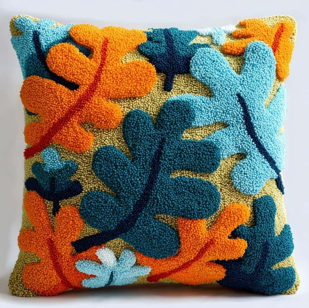 WallustrioaW Latch Hook Kits Pillow for Adults,Oak Leaves