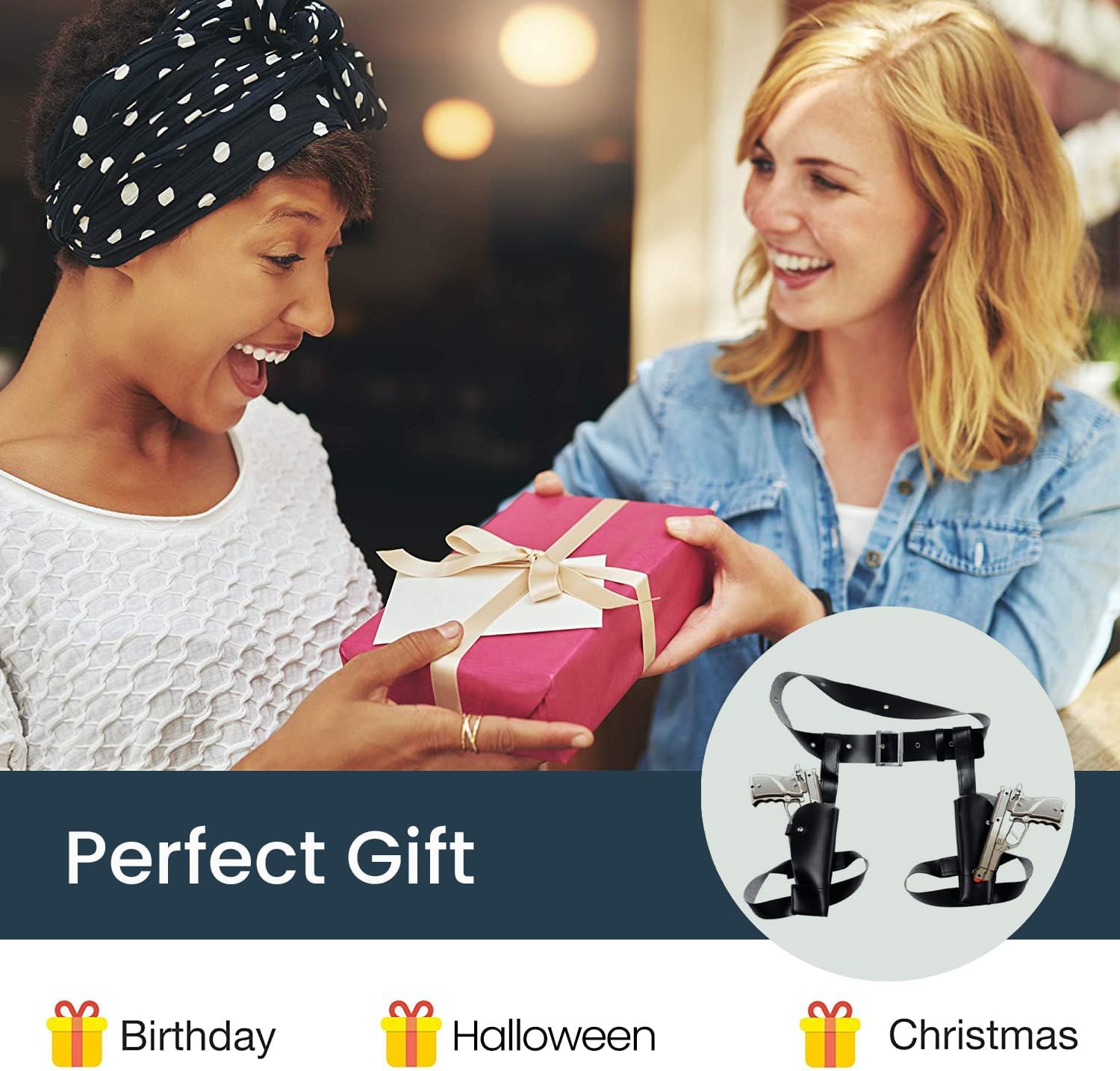 Thigh Holster for Women, SEPTCITY Adjustable Leg Holsters for Toy Gun and Pistols, Cool Cowboy Toys Party Accessory Halloween Cosplay Police Costume for Women - Image 7