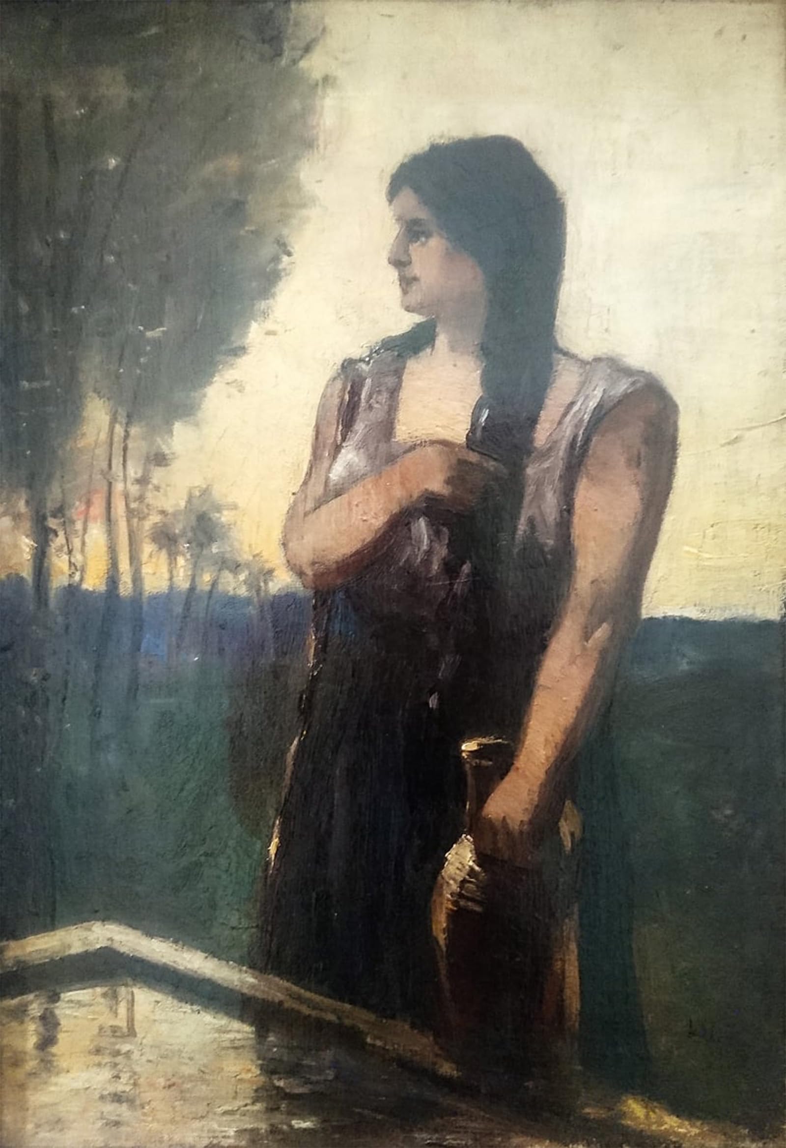 SERENDIPITP Vintage Picture Print on Canvas Wall Art Poster Rebecca At the Well by Lesser Ury Artwork Print Poster for Wall Decor 60x90cm