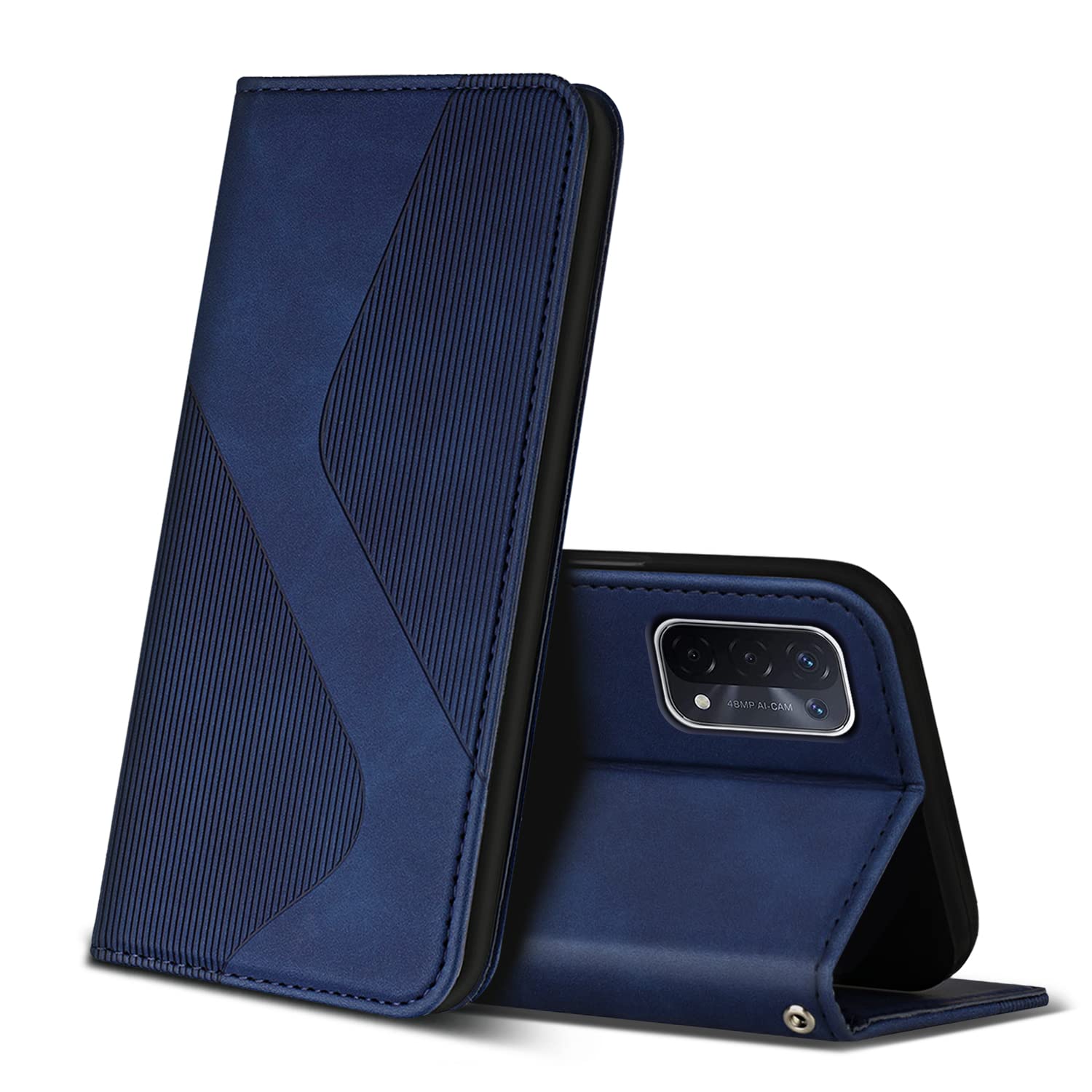 Custodia in pelle per Oppo A94 5G/Reno5 Z, custodia flip con slot per carte, portafoglio e supporto Viola