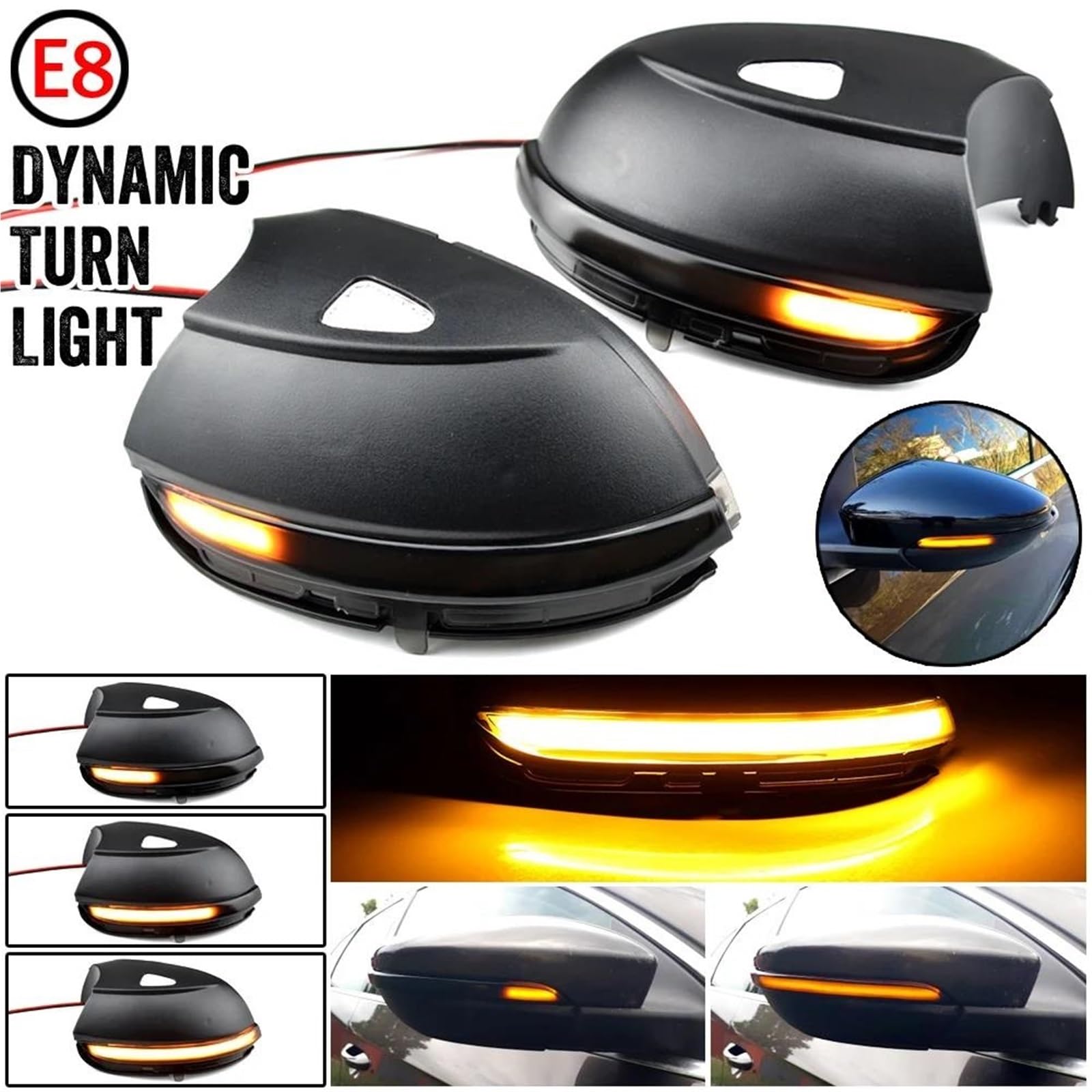 Genérico Intermitentes coche Para VW para Passat B7 para Scirocco 2 uds luz LED de señal de giro de espejo secuencial dinámica