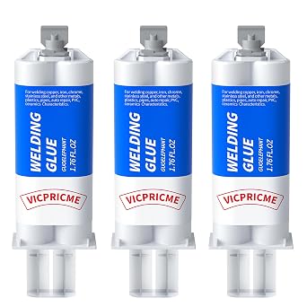 Metal Glue,Heavy Duty Repair for Metal, Plastic, Wood, Steel. 3 Pack | Heavy-duty liquid metal repair cold-welding, high-temp resistant, high strength, drillable/sandable; sets 30 min, cures 24h.