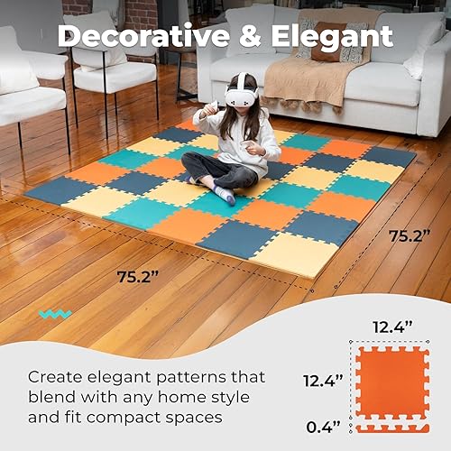 Vista 55 de MioTetto Alfombra de juegos para bebés de espuma suave no tóxica, tapete de juegos para niños y niñas, alfombrilla con rompecabezas de 36/16 piezas